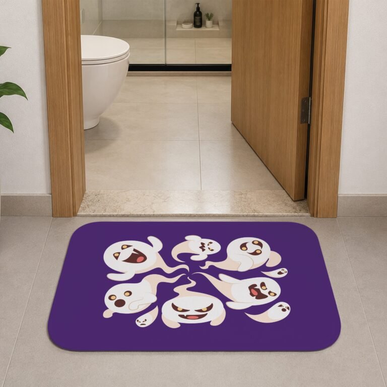 Tapete de Porta 60x40cm – Halloween – Fantasmas – Roxo