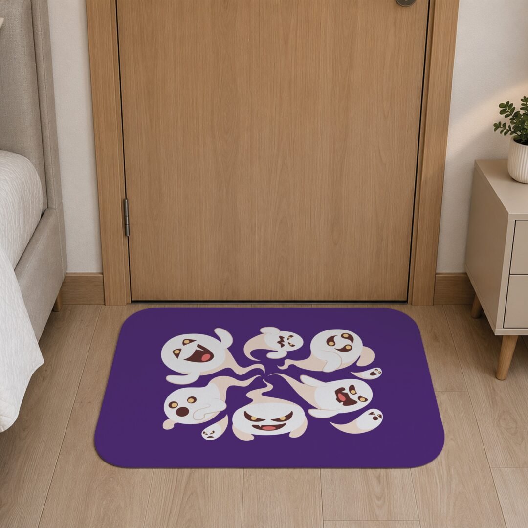 Tapete de Porta 60x40cm - Halloween - Fantasmas - Roxo