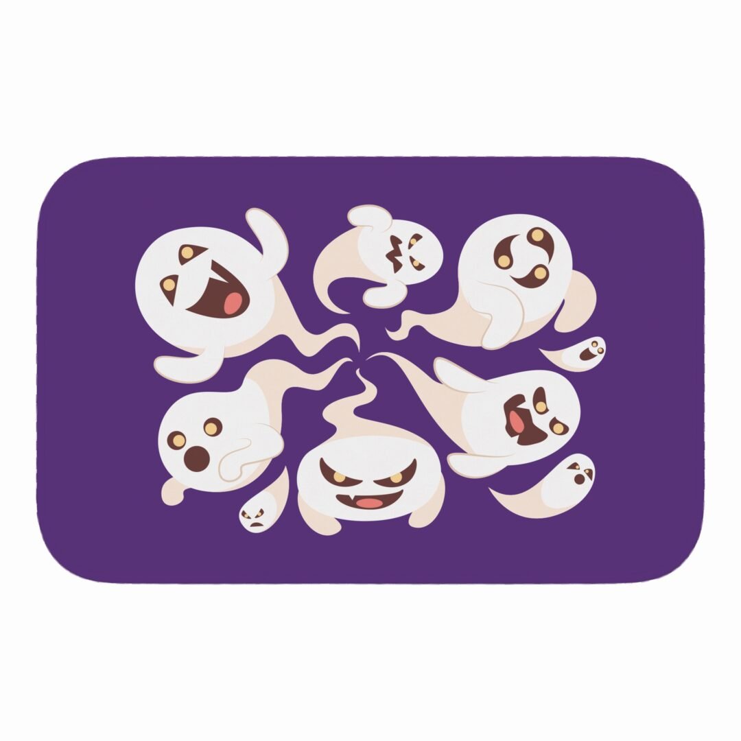 Tapete de Porta 60x40cm - Halloween - Fantasmas - Roxo