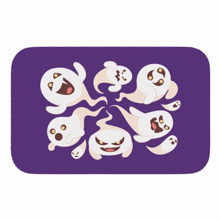 Tapete de Porta 60x40cm – Halloween – Fantasmas – Roxo