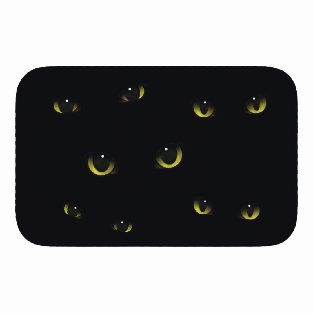 Tapete de Porta 60x40cm - Halloween - Olhos Gato Preto