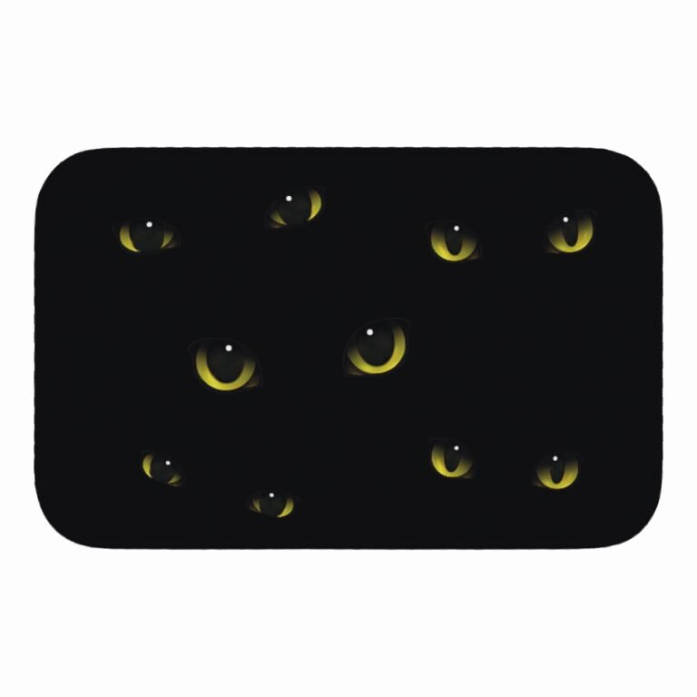 Tapete de Porta 60x40cm – Halloween – Olhos Gato Preto