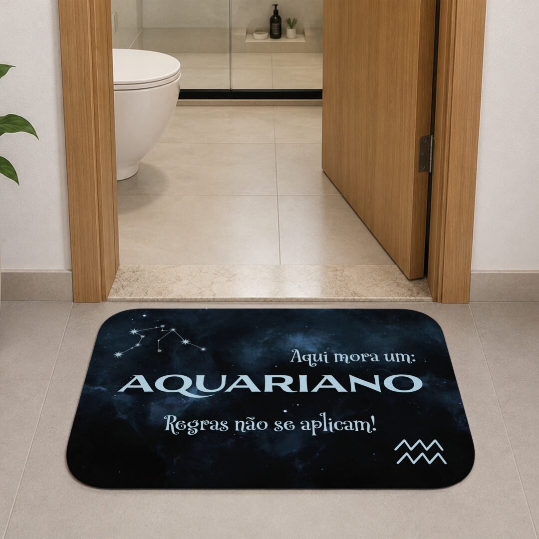 Tapete de Porta 60x40cm - Horóscopo - Masculino - Aquário