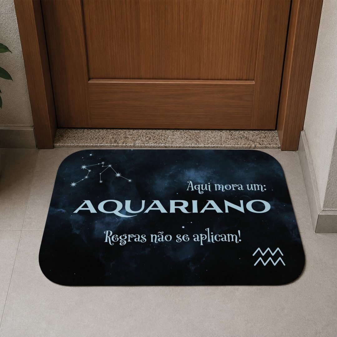 Tapete de Porta 60x40cm - Horóscopo - Masculino - Aquário