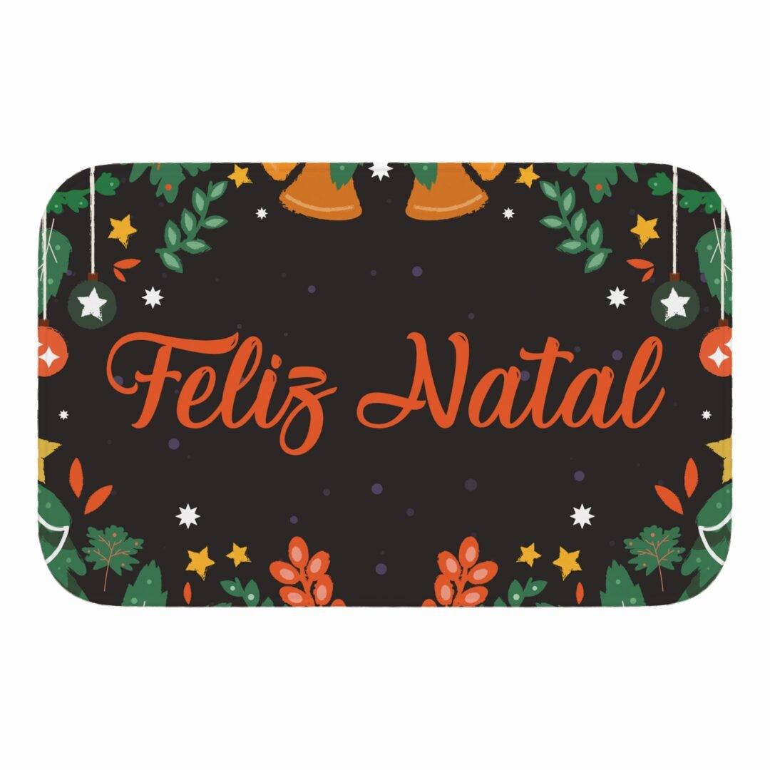 Tapete de Porta 60x40 - Natal - Feliz Natal - Preto