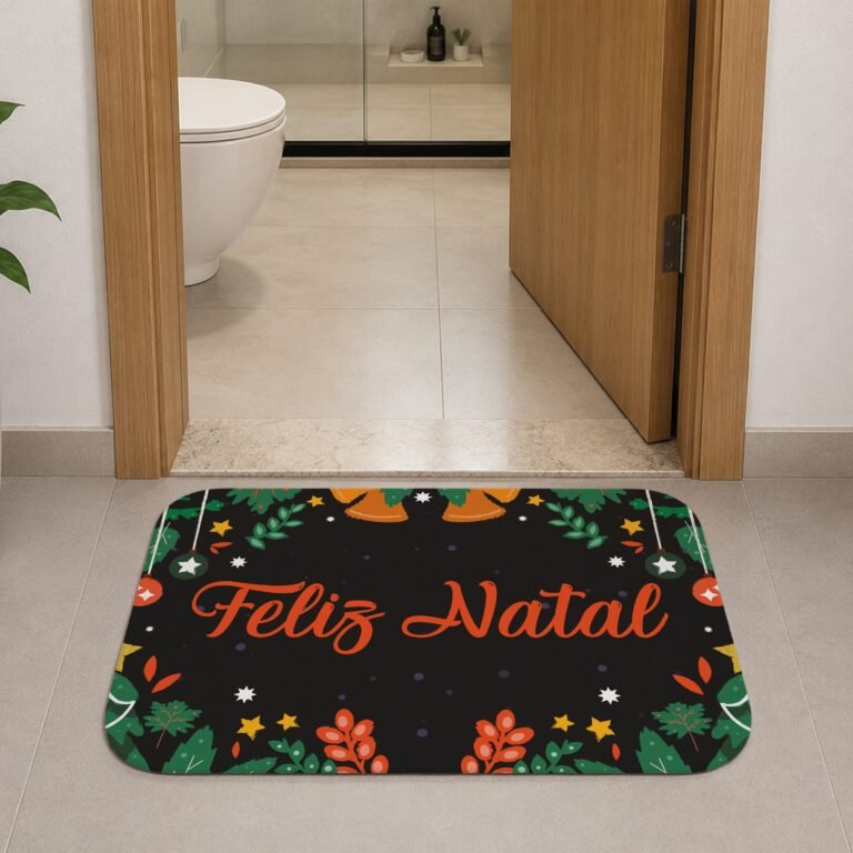 Tapete de Porta 60×40 – Natal – Feliz Natal – Preto