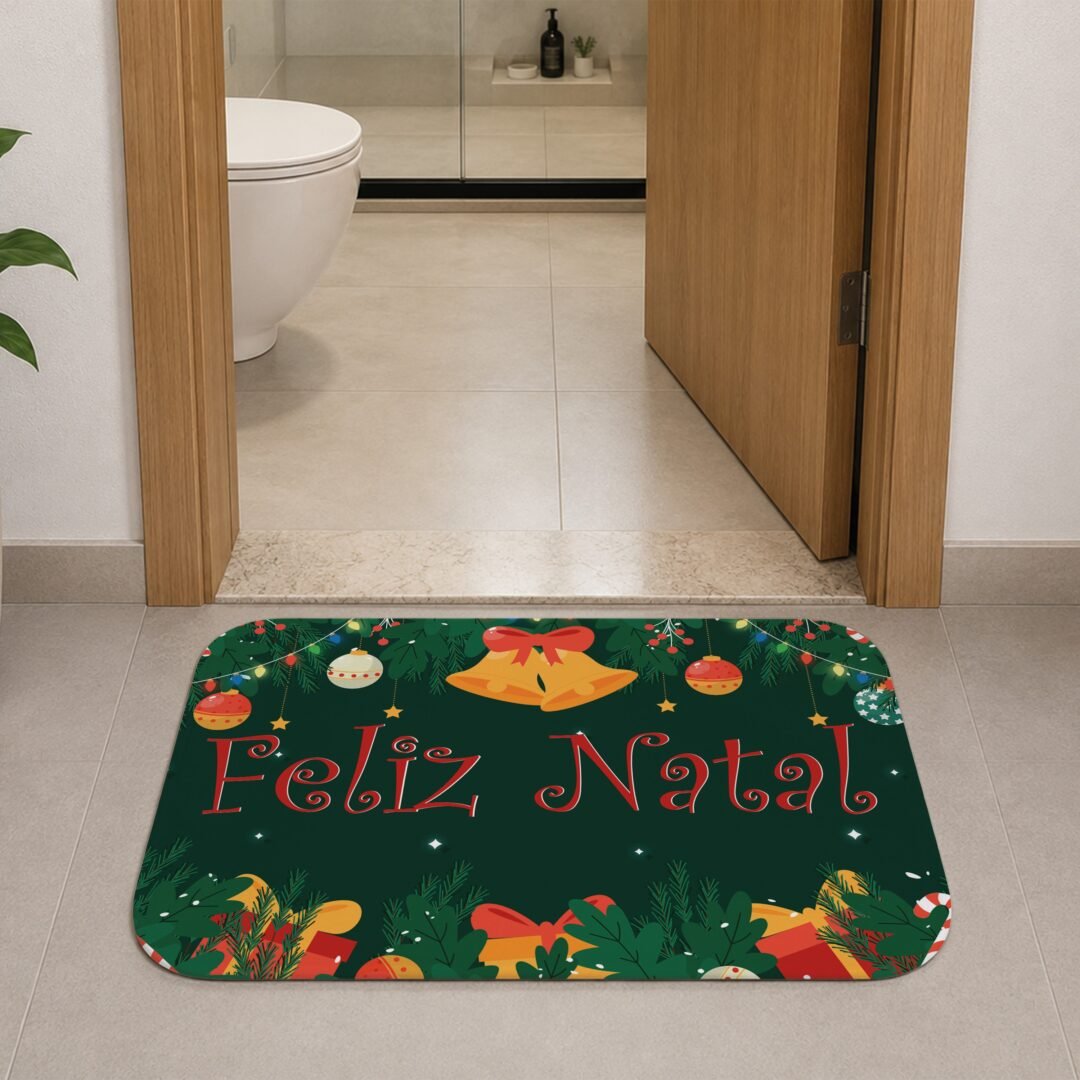 Tapete de Porta 60x40 - Natal - Feliz Natal - Sinos
