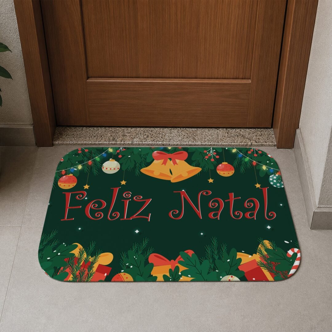 Tapete de Porta 60x40 - Natal - Feliz Natal - Sinos