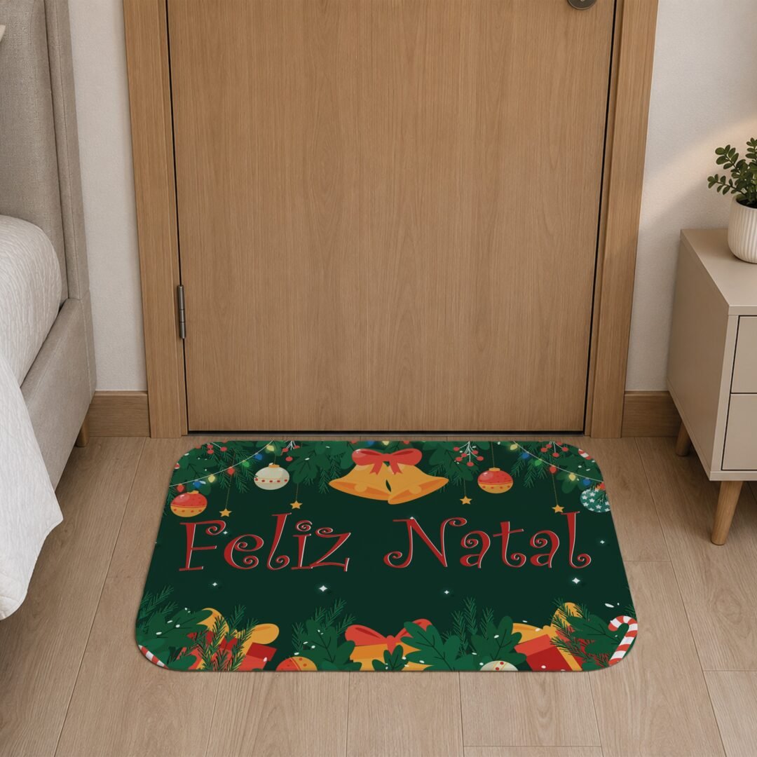 Tapete de Porta 60x40 - Natal - Feliz Natal - Sinos