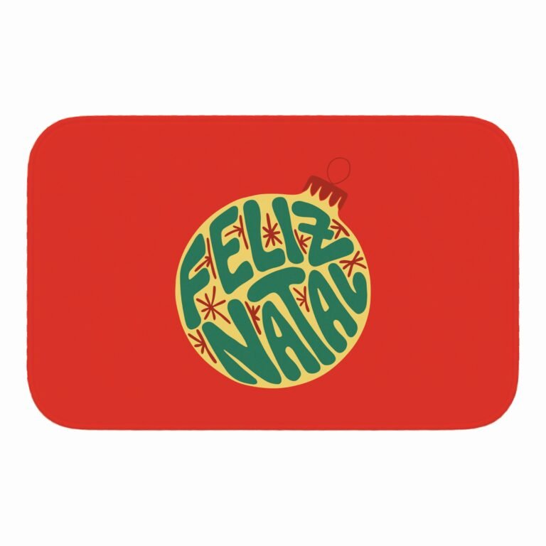 Tapete de Porta 60×40 – Natal – Bola Feliz Natal – Vermelho