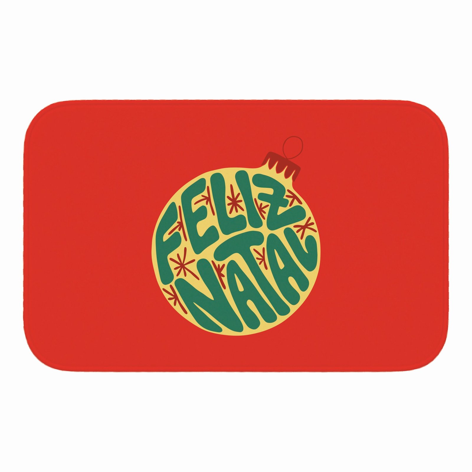 Tapete de Porta 60×40 – Natal – Bola Feliz Natal – Vermelho