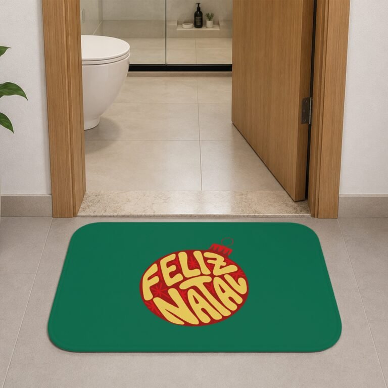 Tapete de Porta 60×40 – Natal – Bola Feliz Natal – Verde