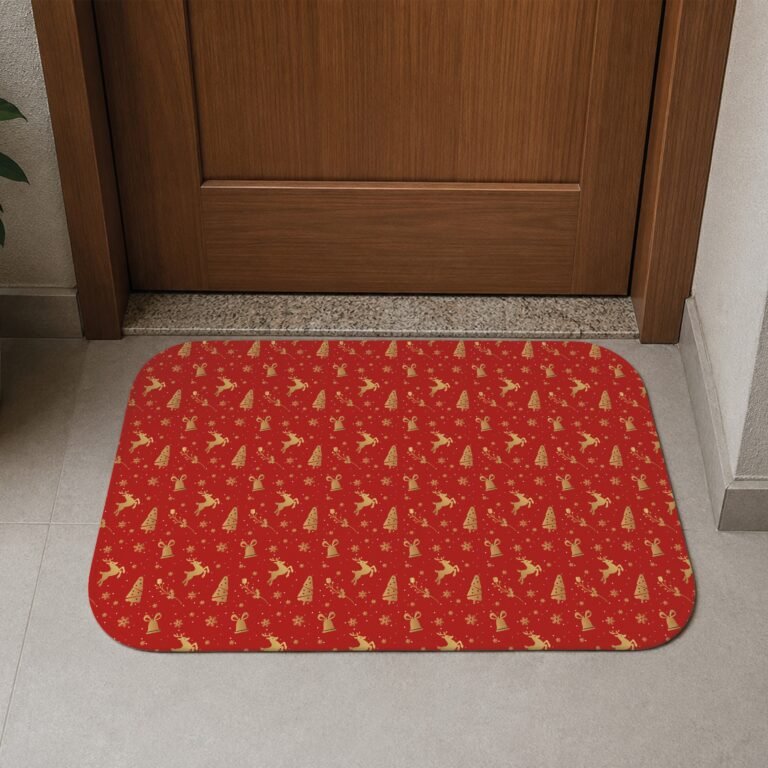 Tapete de Porta 60×40 – Natal – Estampa Renas – Vermelho