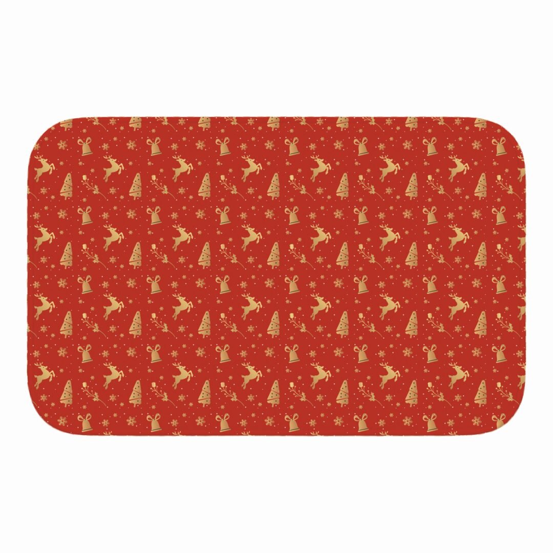 Tapete de Porta 60x40 - Natal - Estampa Renas - Vermelho