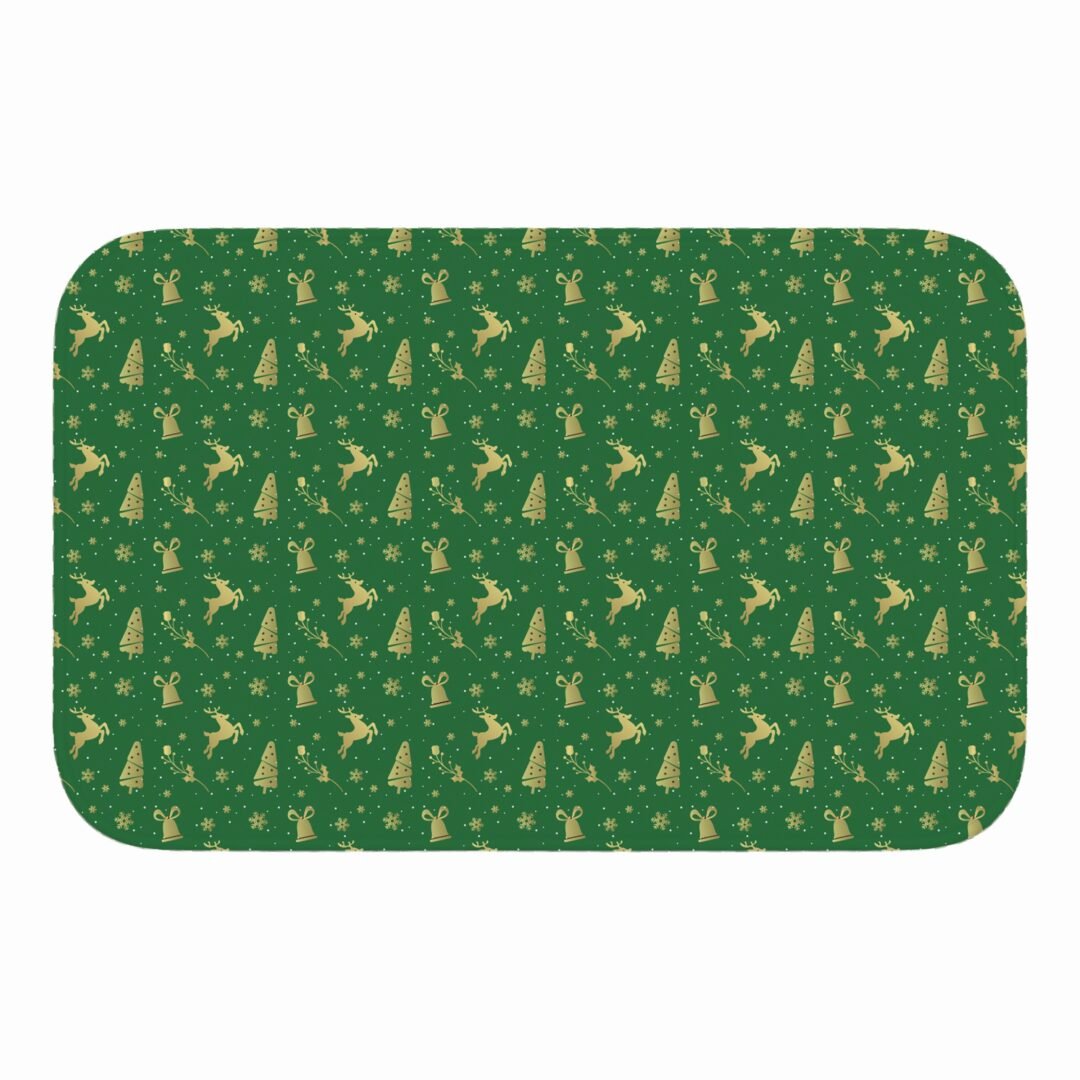 Tapete de Porta 60x40 - Natal - Estampa Renas - Verde