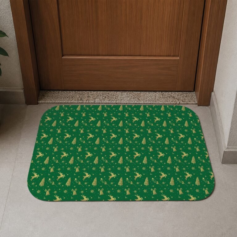 Tapete de Porta 60×40 – Natal – Estampa Renas – Verde