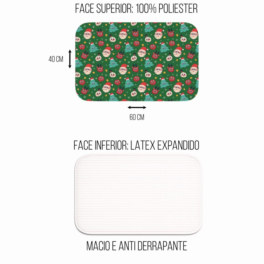 Tapete de Porta 60x40 - Natal - Elementos - Verde