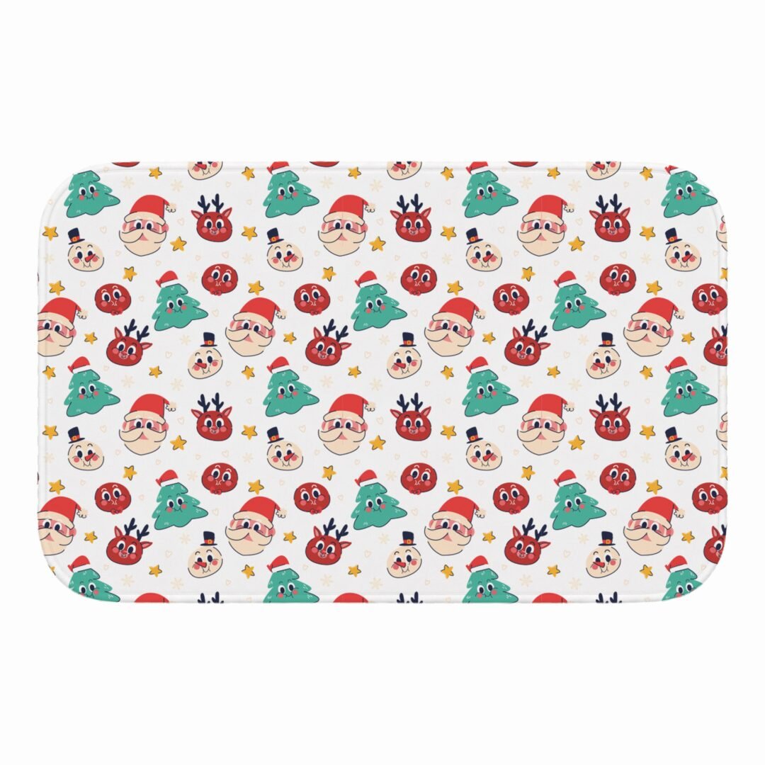 Tapete de Porta 60x40 - Natal - Elementos - Branco