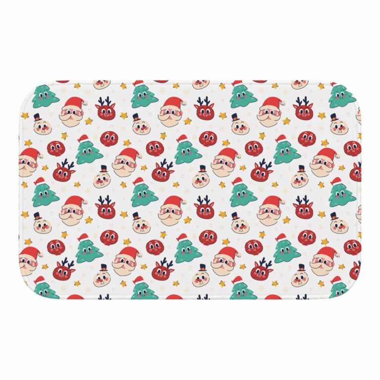 Tapete de Porta 60×40 – Natal – Elementos – Branco