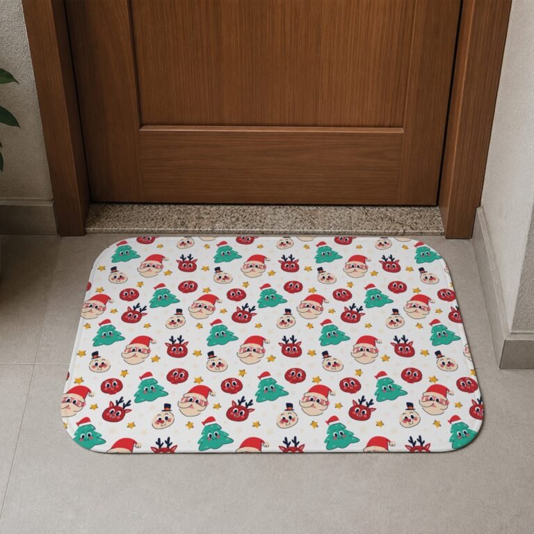 Tapete de Porta 60×40 – Natal – Elementos – Branco