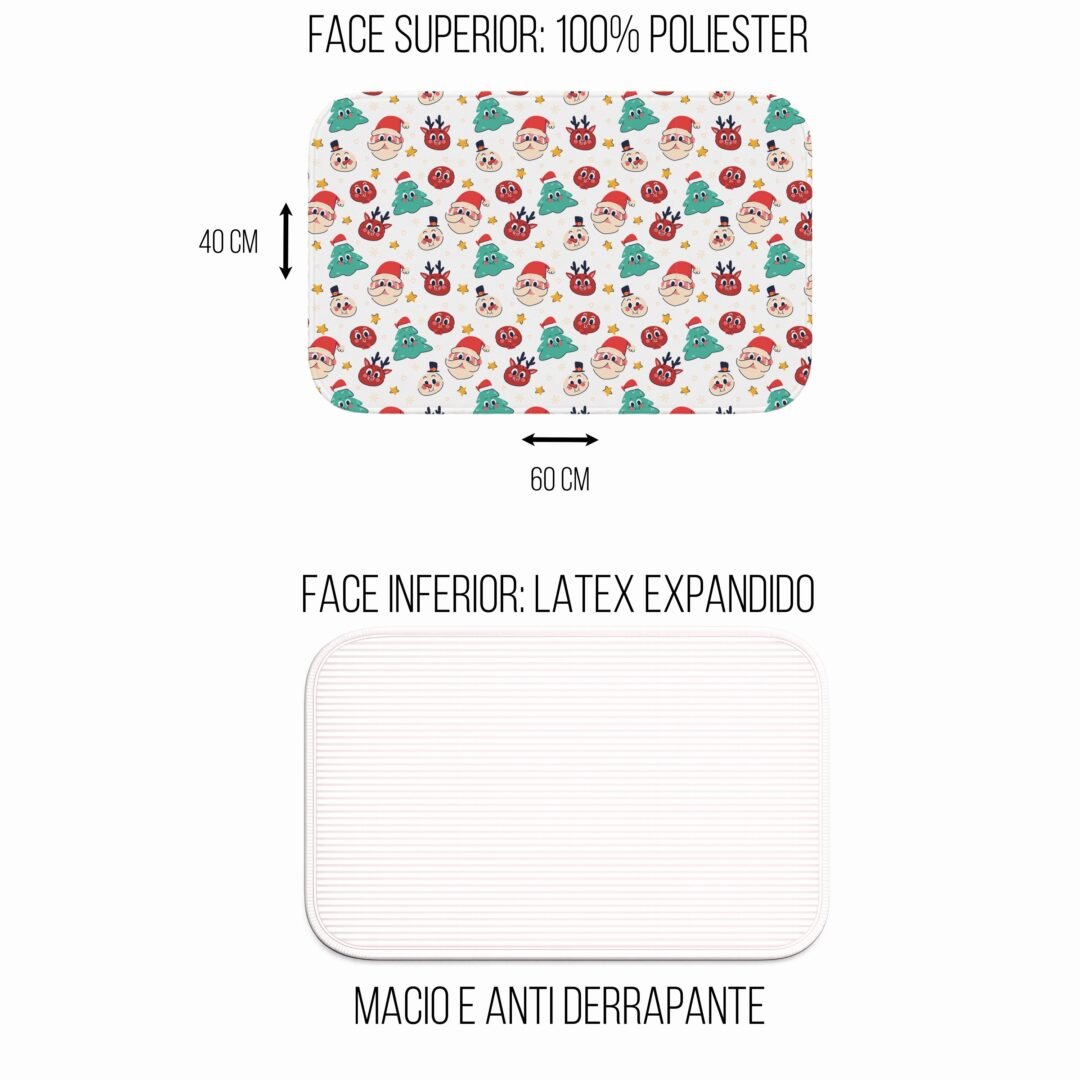 Tapete de Porta 60x40 - Natal - Elementos - Branco