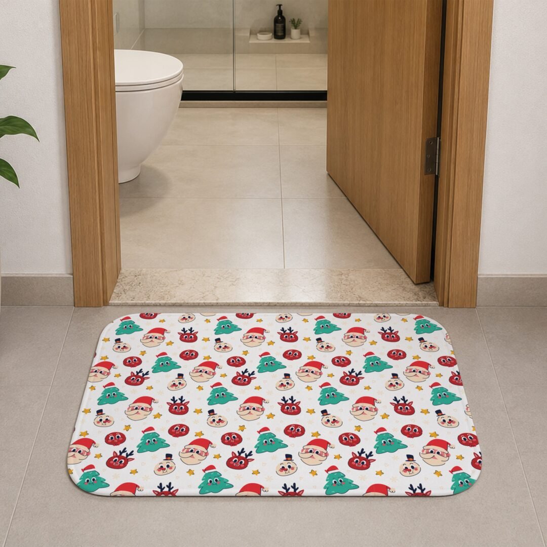 Tapete de Porta 60x40 - Natal - Elementos - Branco
