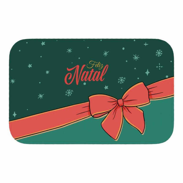 Tapete de Porta 60×40 – Natal – Feliz Natal Laço – Verde