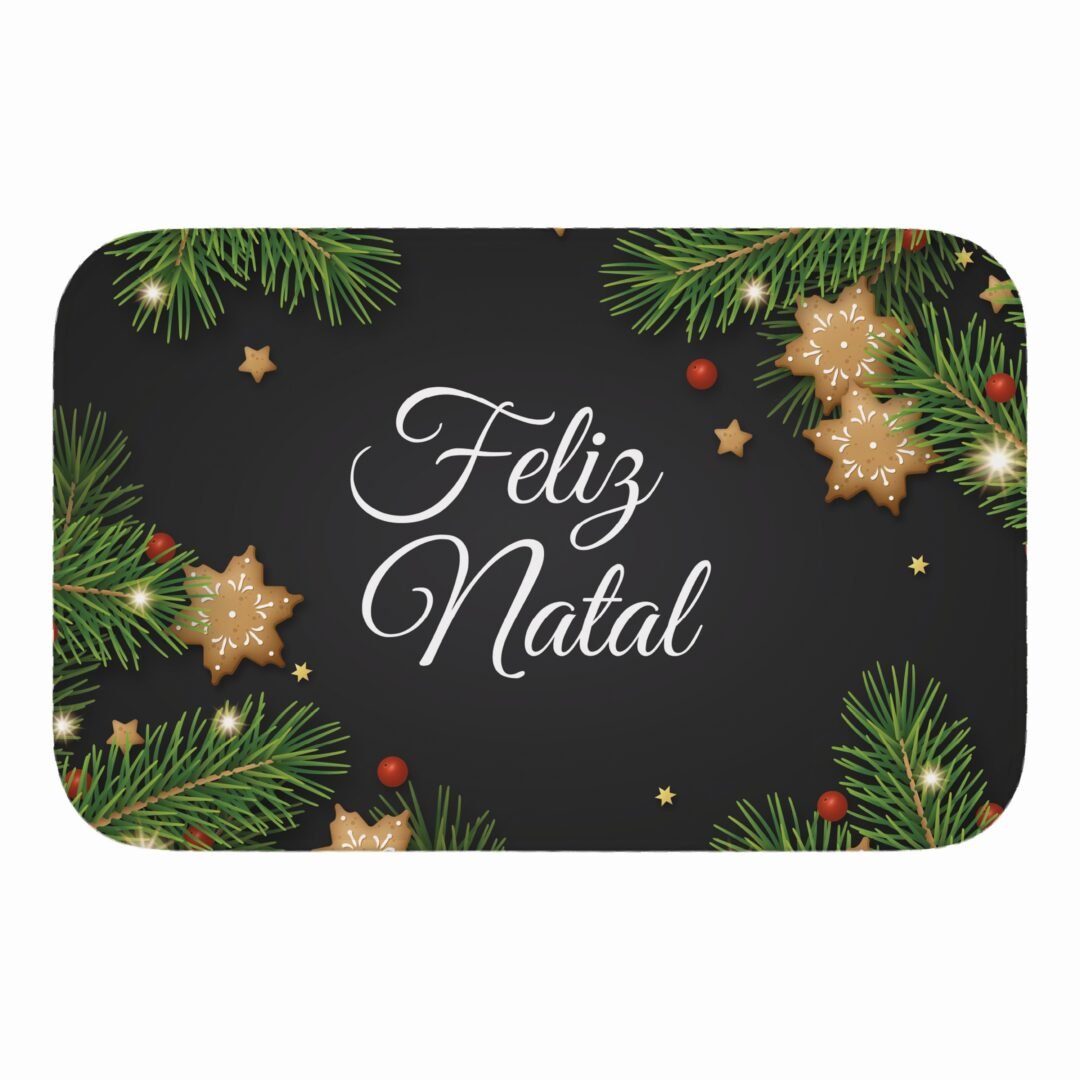 Tapete de Porta 60x40 - Natal - Ramos e Biscoitos