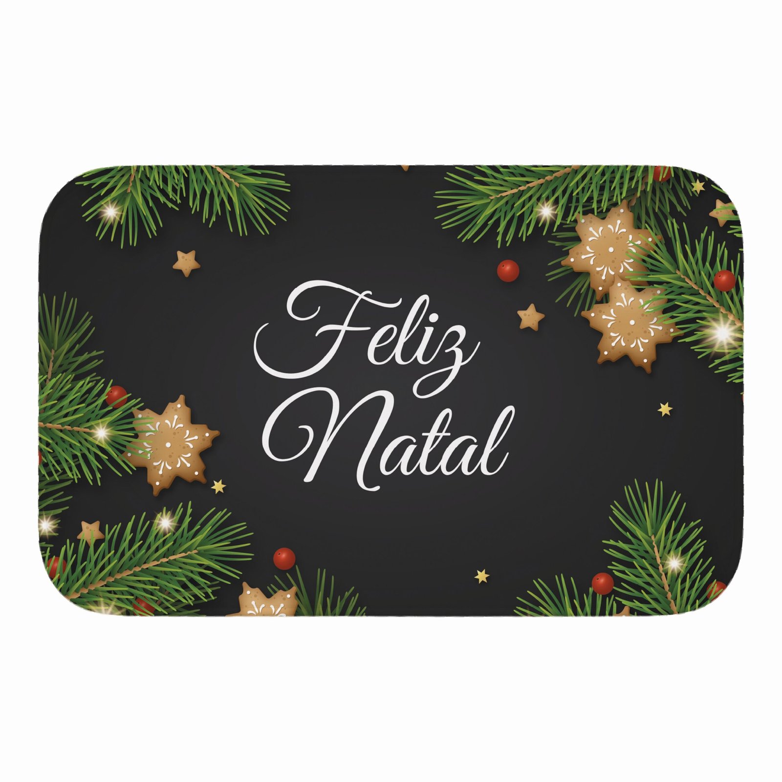 Tapete de Porta 60×40 – Natal – Ramos e Biscoitos