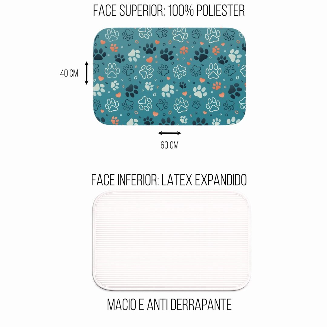 Tapete de Porta 60x40 - Pets - Pegadas - Azul