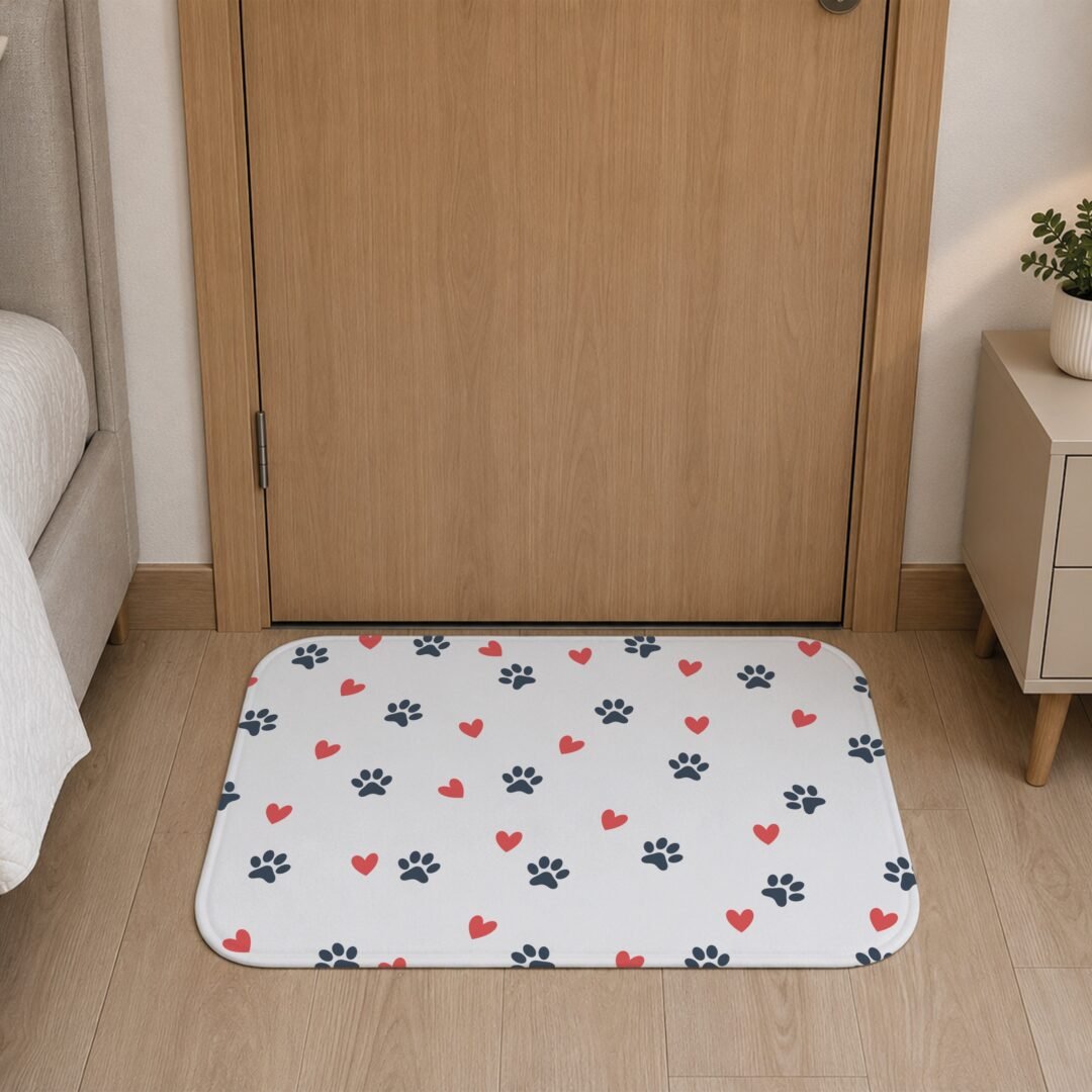 Tapete de Porta 60x40 - Pets - Pegadas e Corações