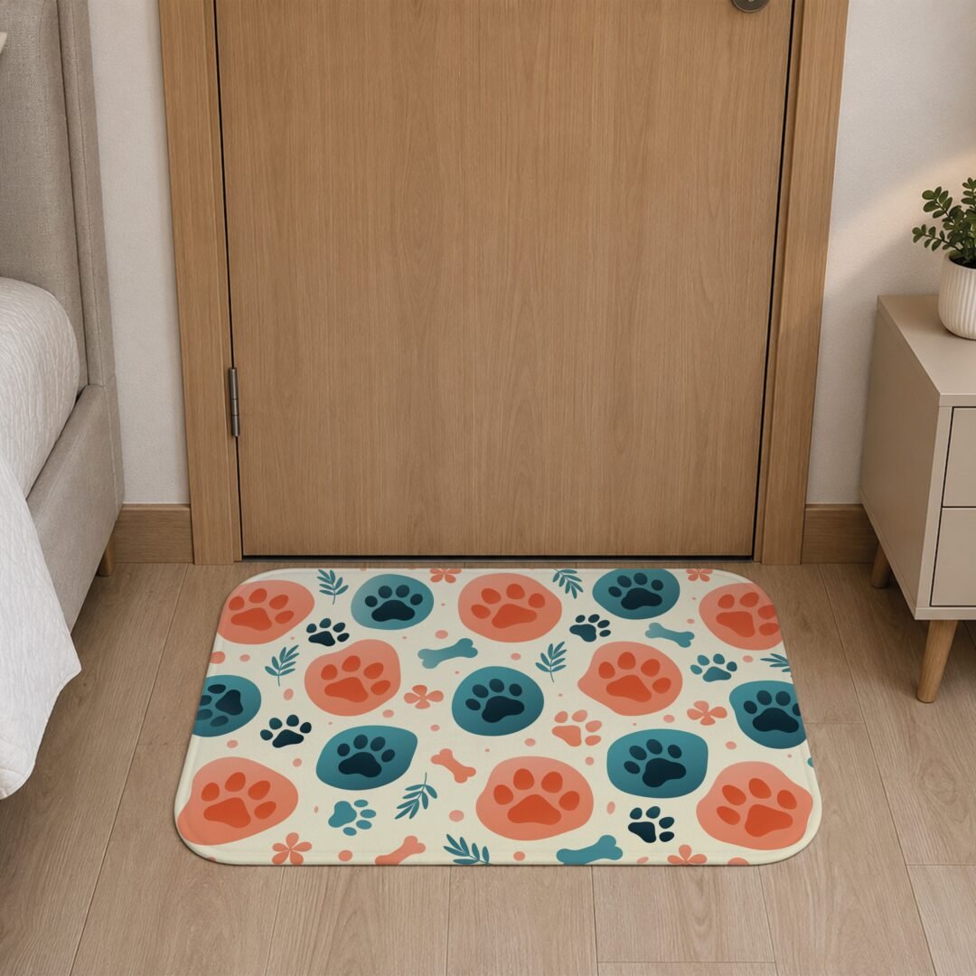 Tapete de Porta 60x40 - Pets - Pegadas e Ossos