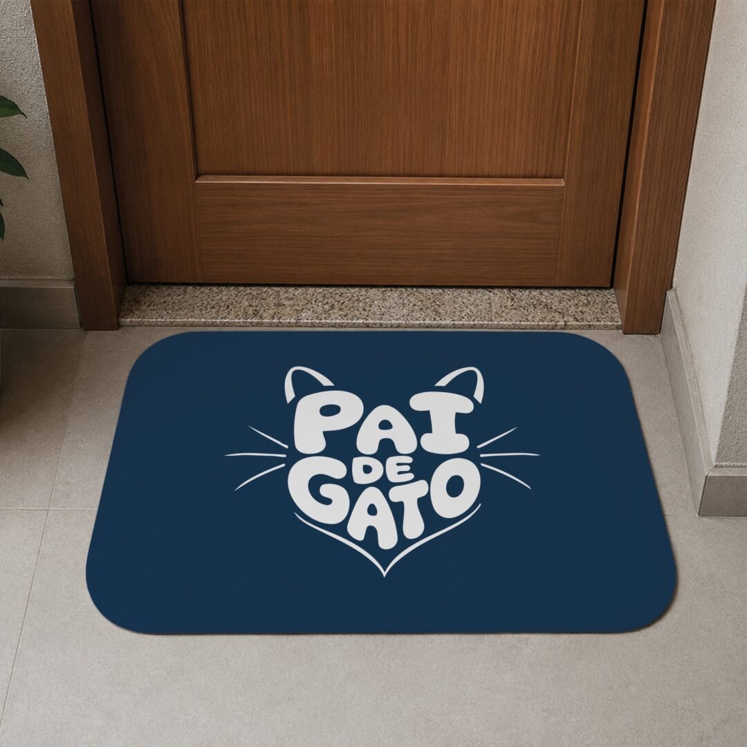 Tapete de Porta 60x40 - Pets - Pai de Gato - Azul