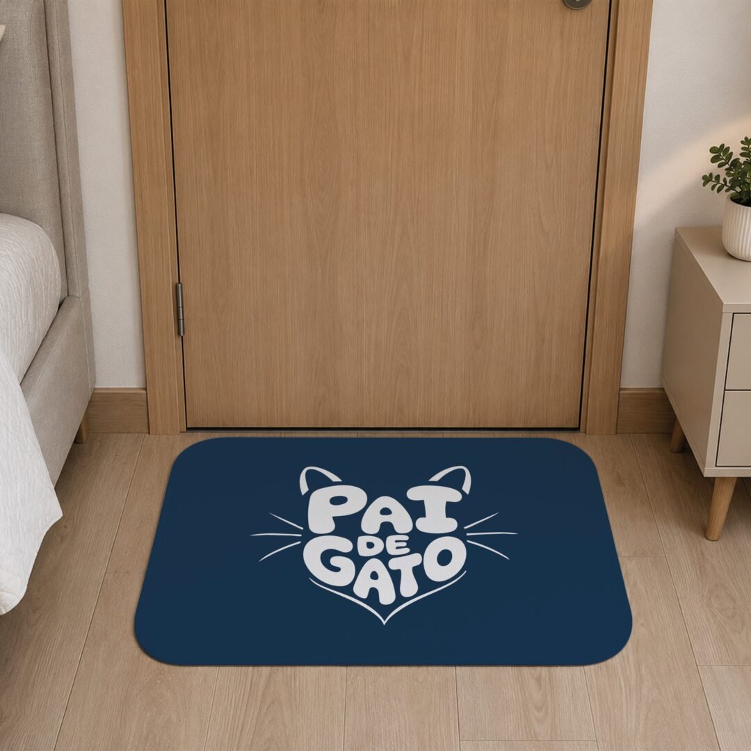 Tapete de Porta 60x40 - Pets - Pai de Gato - Azul
