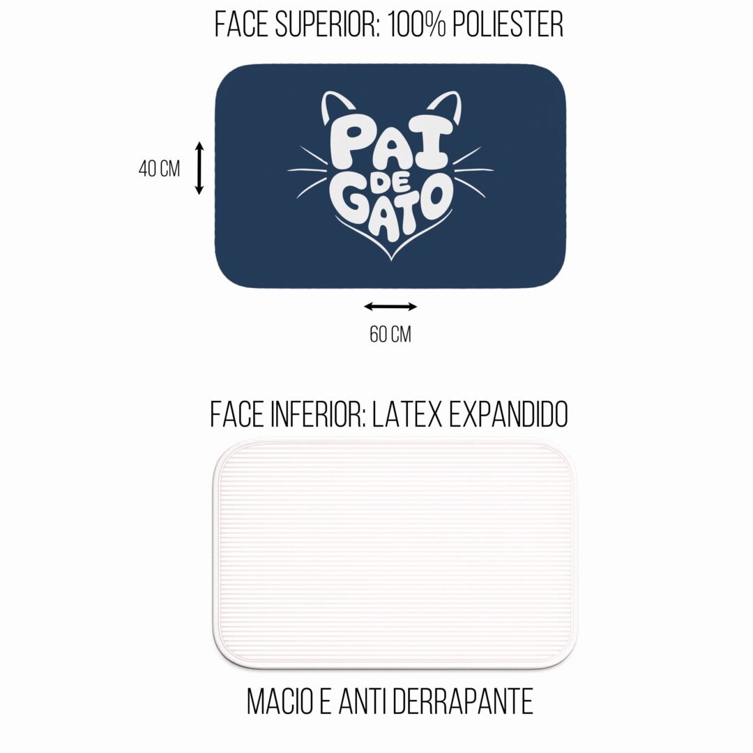 Tapete de Porta 60x40 - Pets - Pai de Gato - Azul