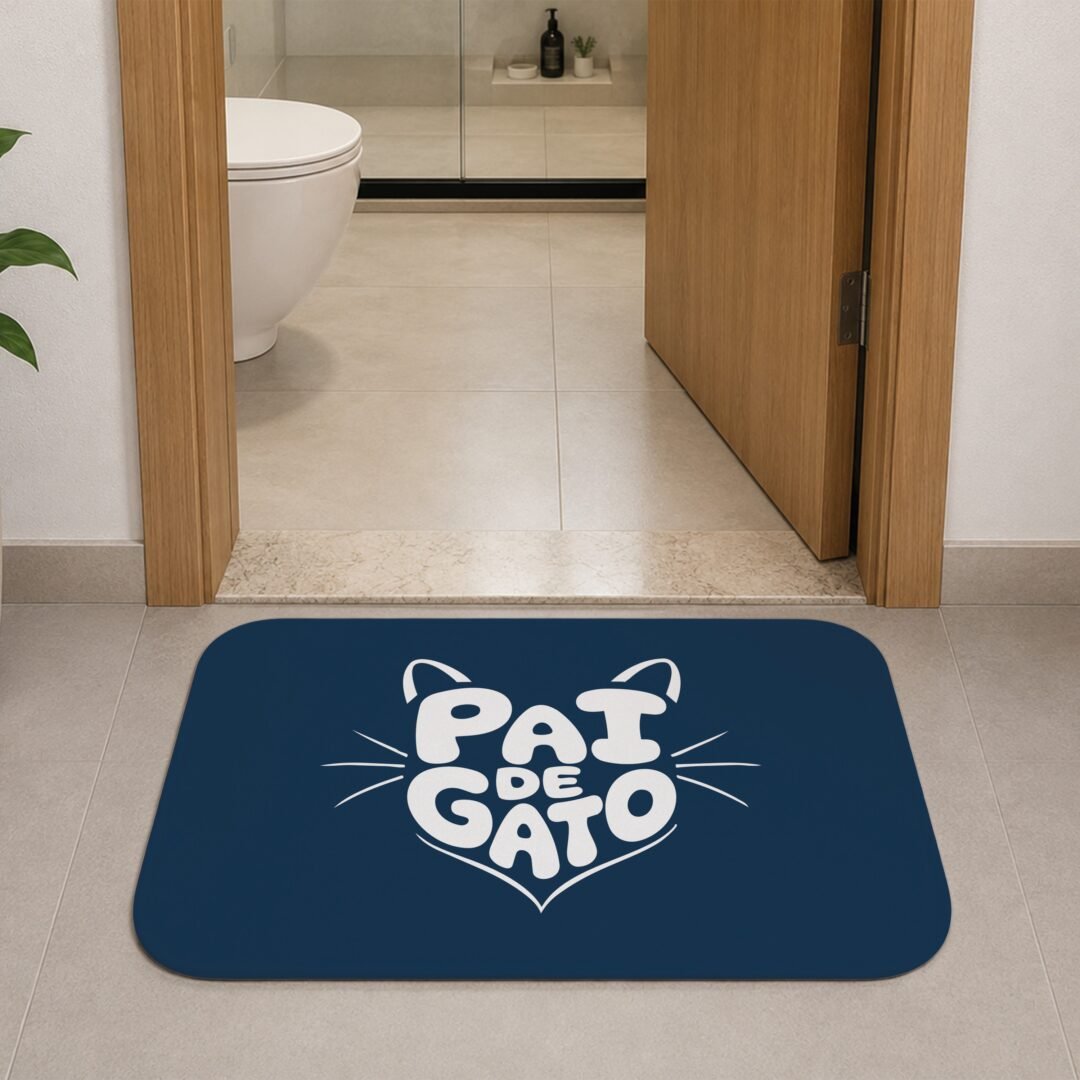 Tapete de Porta 60x40 - Pets - Pai de Gato - Azul