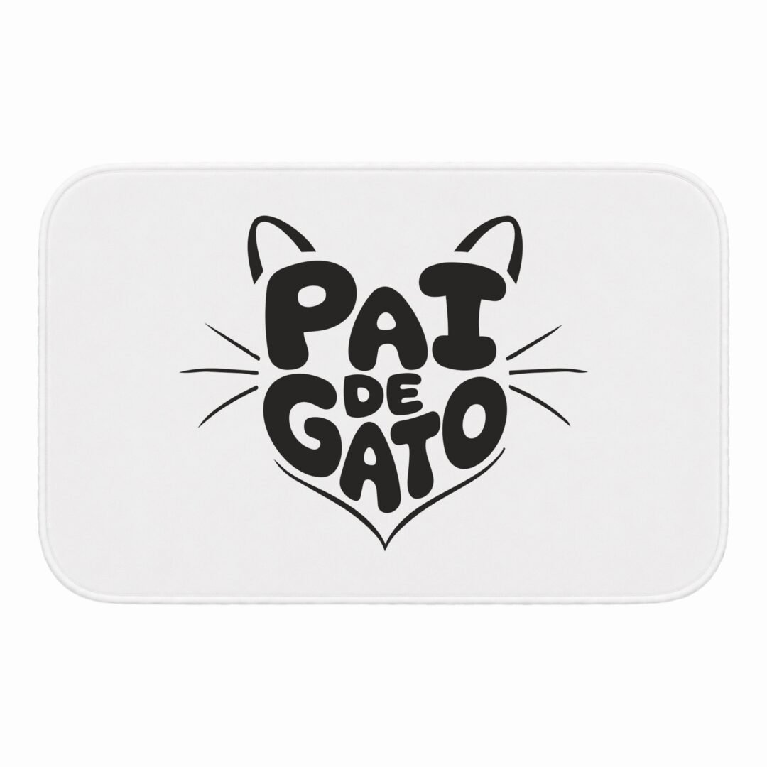 Tapete de Porta 60x40 - Pets - Pai de Gato - Branco