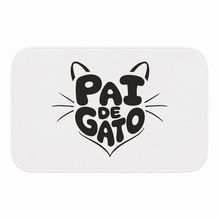 Tapete de Porta 60×40 – Pets – Pai de Gato – Branco