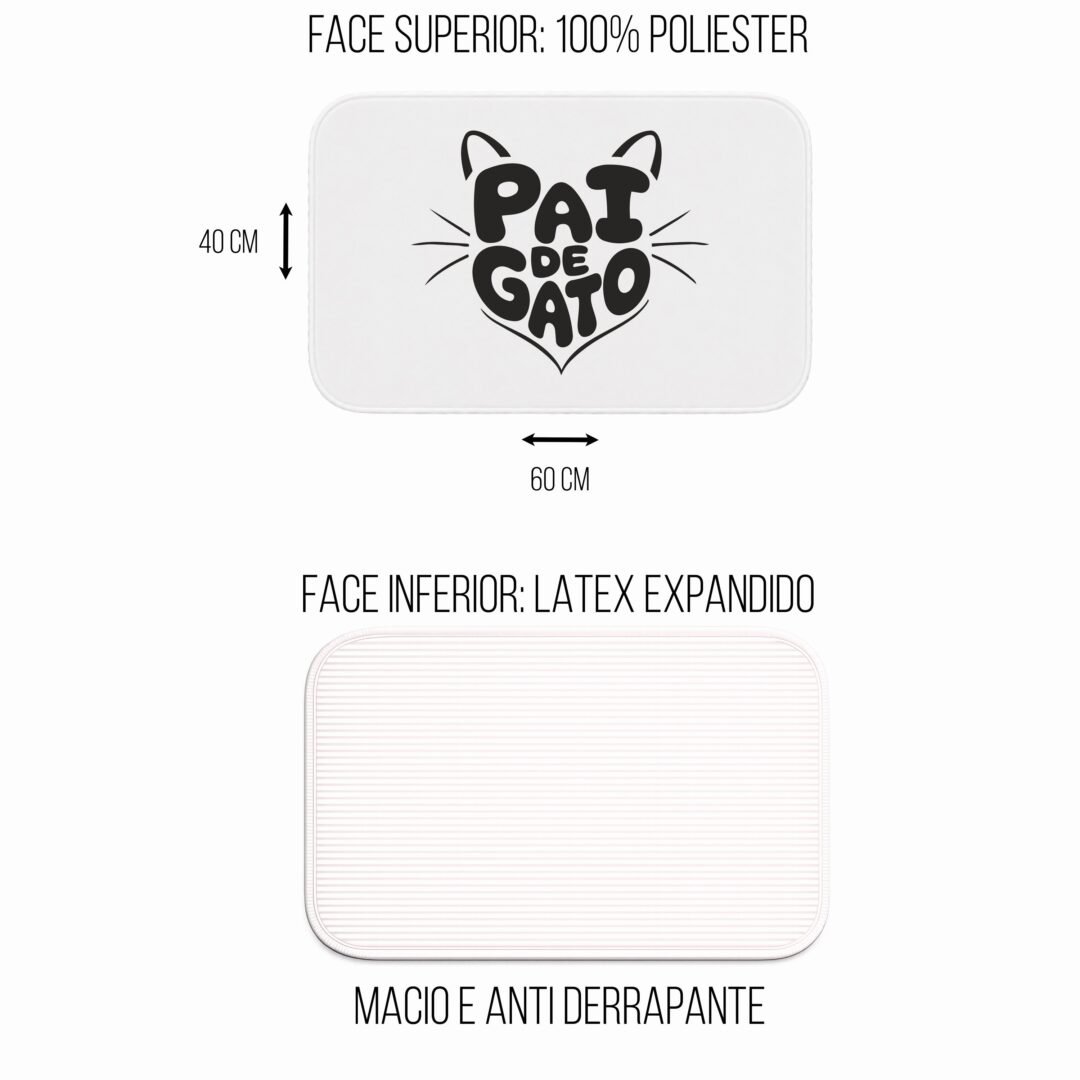 Tapete de Porta 60x40 - Pets - Pai de Gato - Branco