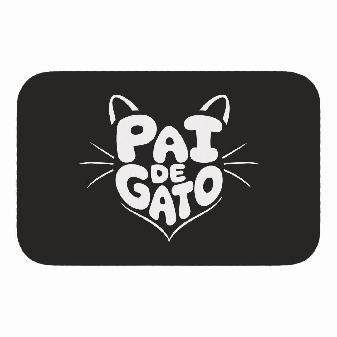Tapete de Porta 60x40 - Pets - Pai de Gato - Preto