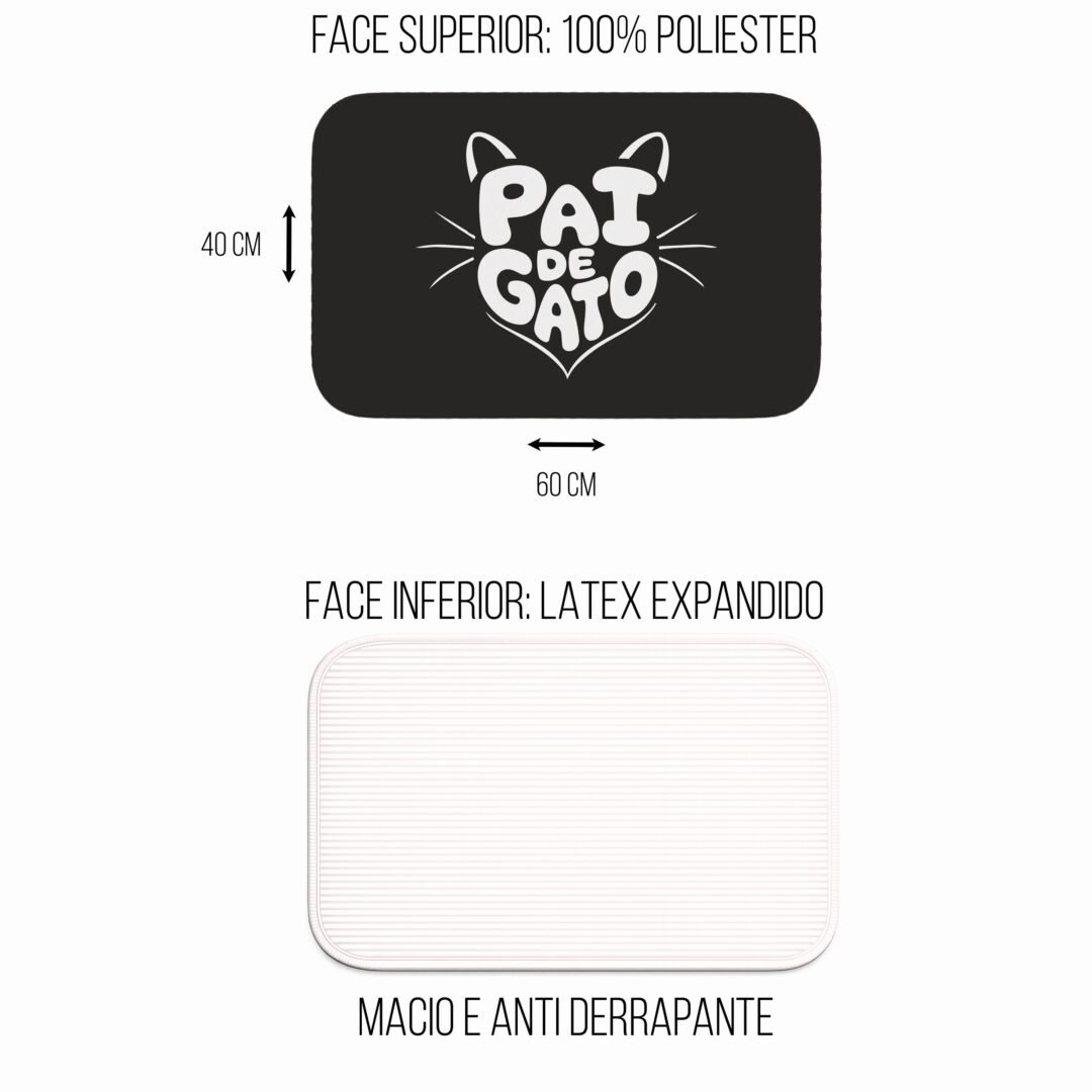 Tapete de Porta 60x40 - Pets - Pai de Gato - Preto