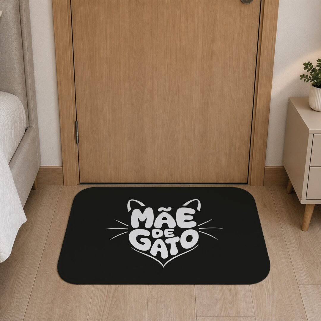 Tapete de Porta 60x40 - Pets - Mãe de Gato - Preto