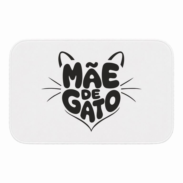 Tapete de Porta 60×40 – Pets – Mãe de Gato – Branco
