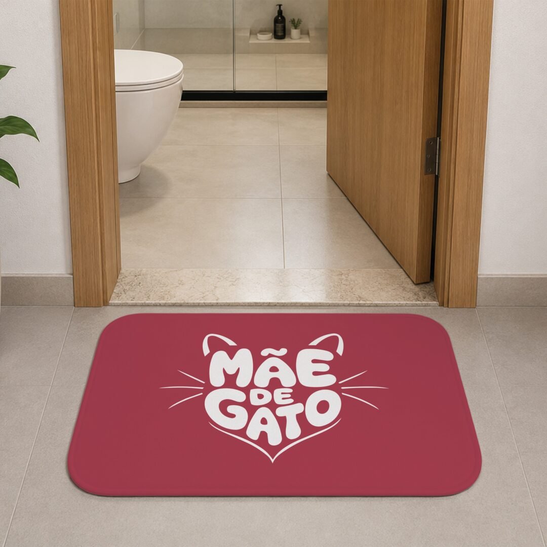 Tapete de Porta 60x40 - Pets - Mãe de Gato - Rosa