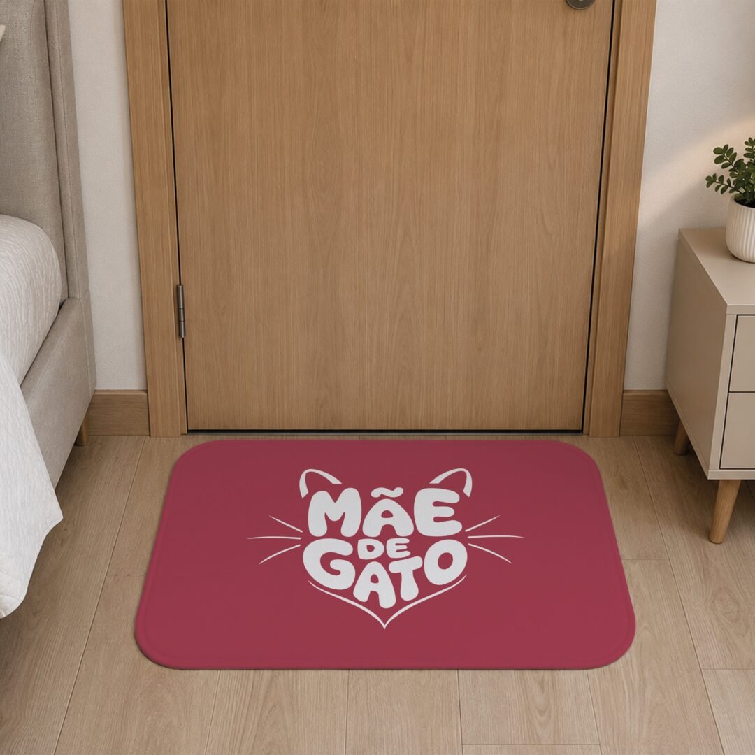 Tapete de Porta 60x40 - Pets - Mãe de Gato - Rosa
