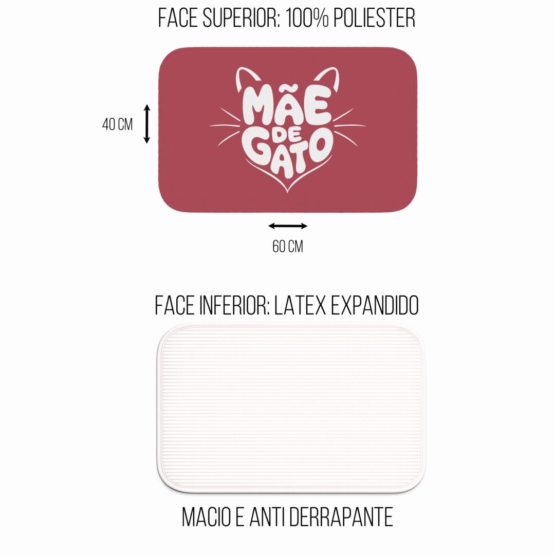 Tapete de Porta 60x40 - Pets - Mãe de Gato - Rosa