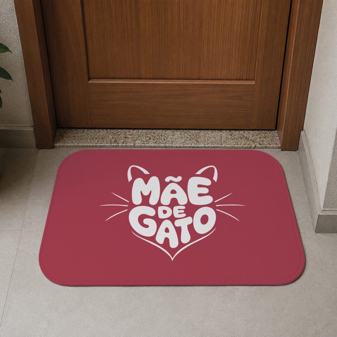 Tapete de Porta 60x40 - Pets - Mãe de Gato - Rosa