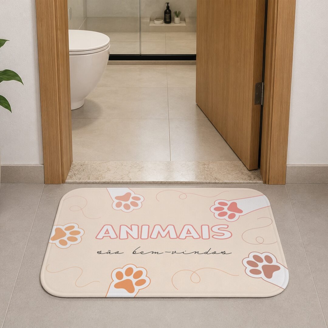 Tapete de Porta 60x40 - Pets - Animais São Bem-vidos
