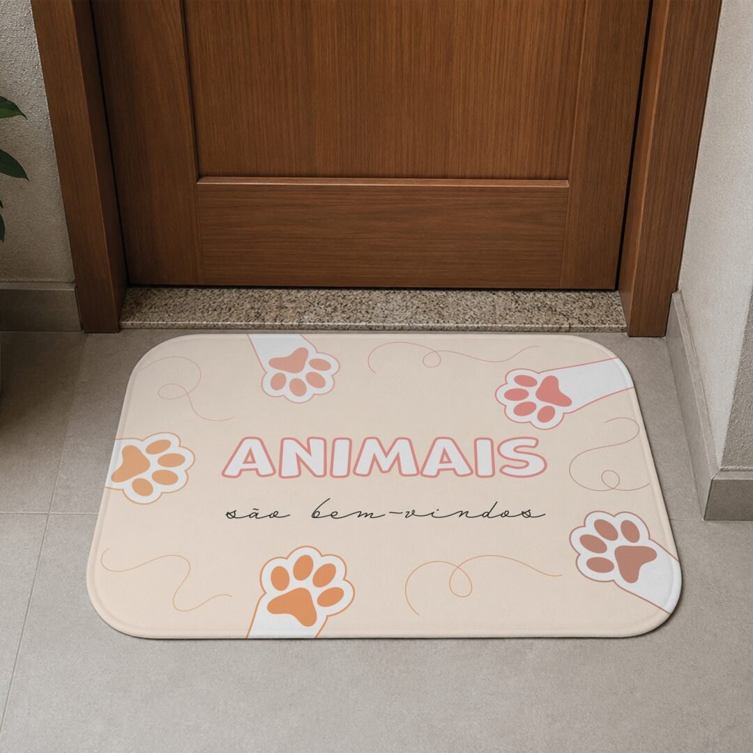 Tapete de Porta 60x40 - Pets - Animais São Bem-vidos