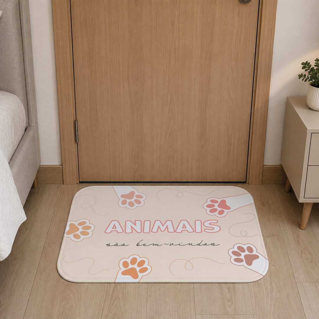 Tapete de Porta 60x40 - Pets - Animais São Bem-vidos